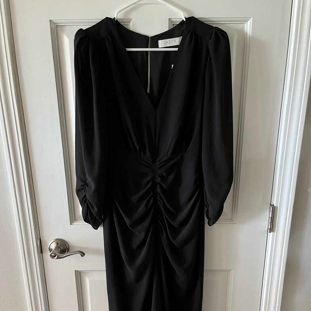 ASTR Black Ruched Front Dress